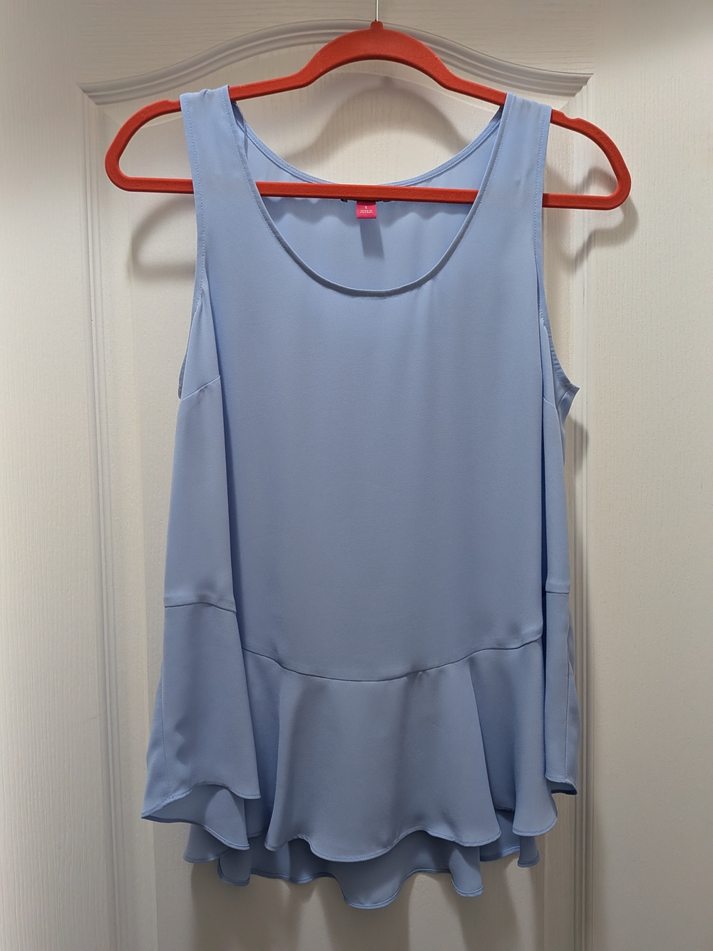 Light Blue Ruffle Hem Sleeveless Top